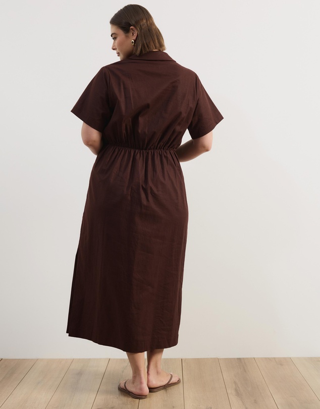 Atmos&Here Curvy - Remi Linen Blend Midi Shirt Dress