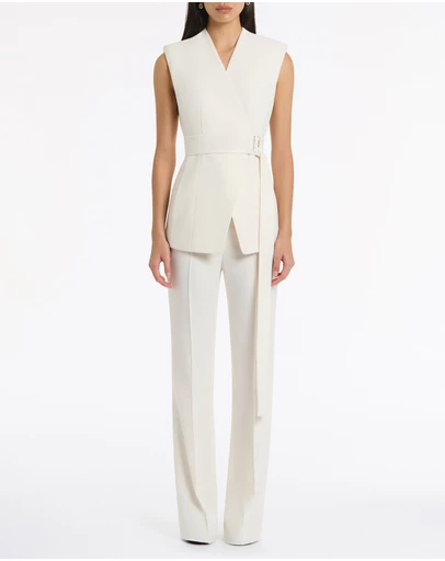 Carla Zampatti - Ivory Crepe Long Line Vest