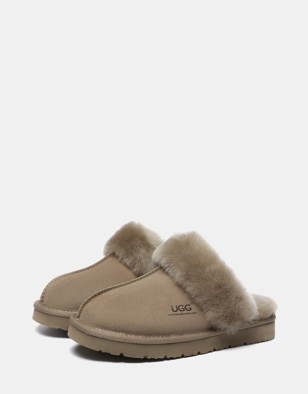 EVERAU - Australian Shepherd Ugg Muffin Slipper Special Cow Suede Upper House Shoes