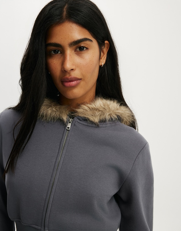 Cotton On - Corset Band Zip Through Hoodie