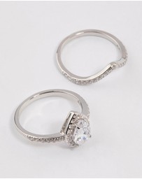 Lovisa - Silver Crowned Pear Crystal Ring