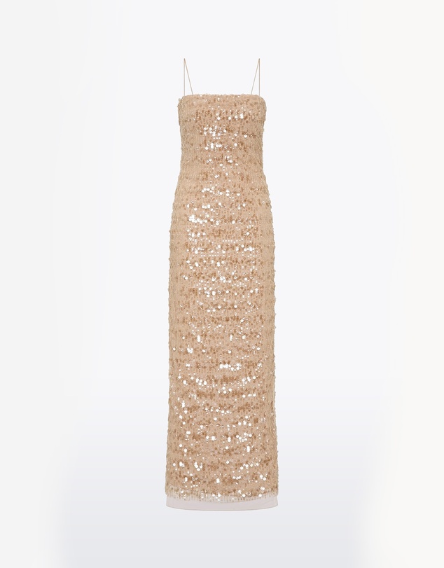 Carla Zampatti - Pale Gold Linear Sequin Gown