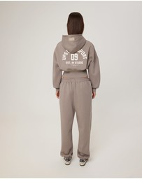 Upstate - Cropped Zip Thru Hoodie - Cinder