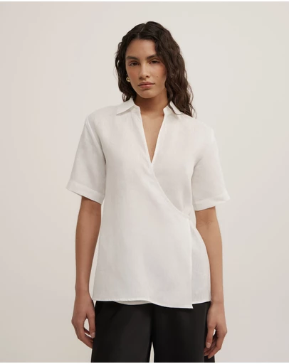Witchery - Wrap Linen Short Sleeve Shirt