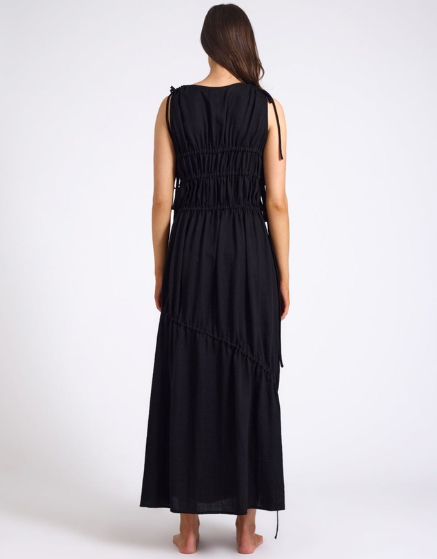 ONE TEASPOON - Evelyn Gathered Ruched Maxi Dress - Black