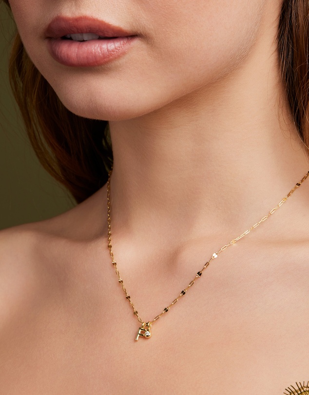 Zoe Olivia - 14K Gold Vermeil Imprint Initial F Cubic Zirconia Necklace