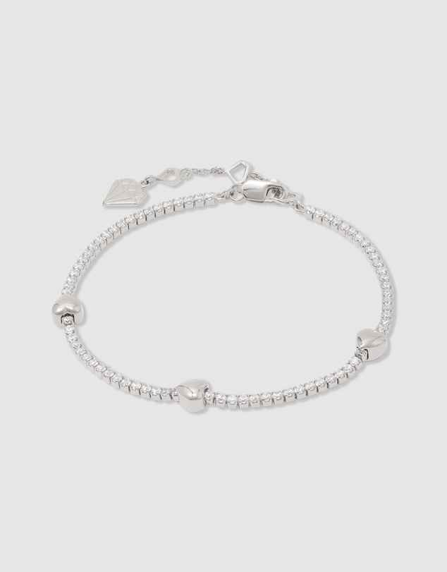 Wanderlust + Co - Heart Pave 925 Sterling Silver Petite Tennis Bracelet