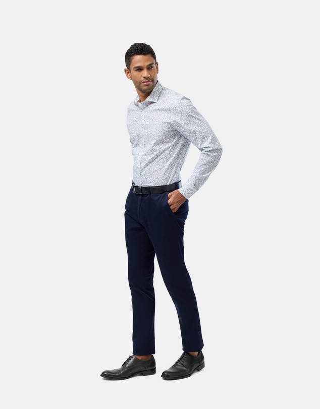 Brooksfield - Abstract Floral Print Reg Fit Stretch Business Shirt