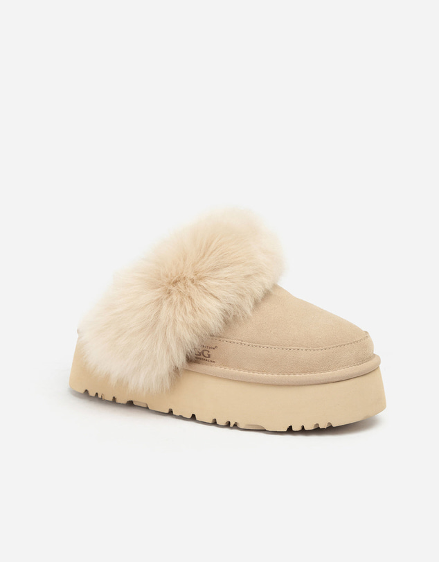 Ozwear Connection Uggs - UGG Daniela Premium Platform Slipper (Elastic Logo & Wool Strap – Detachable)
