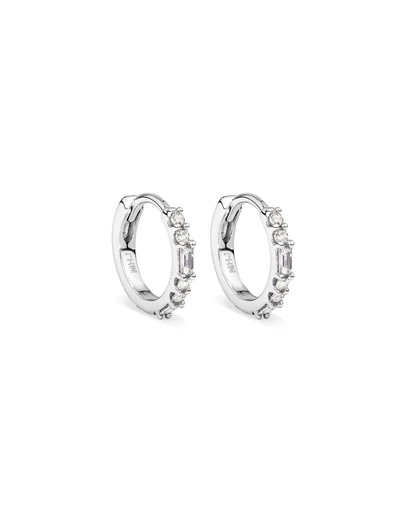 Michael Hill - 0.13 Carat TW Diamond Dot Dash Mini Hoop Earrings in 10kt White Gold