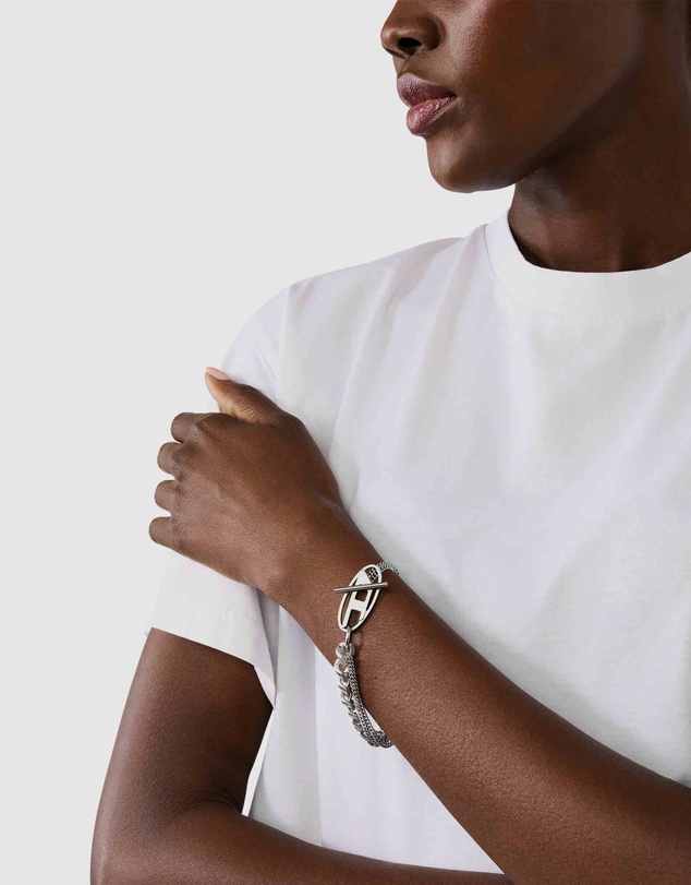 Diesel - Oval D Logo Silver Tone Bracelet