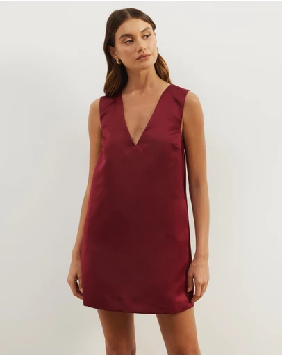 Atmos&Here - Poppy Structured Satin Mini Dress