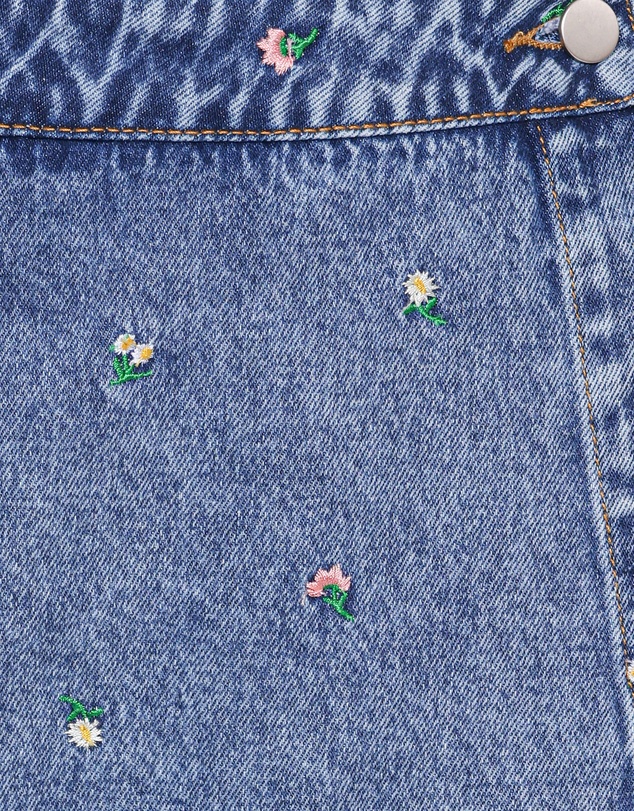 Petal & Pup - Evanna Denim Skort - Embroidery Medium Wash