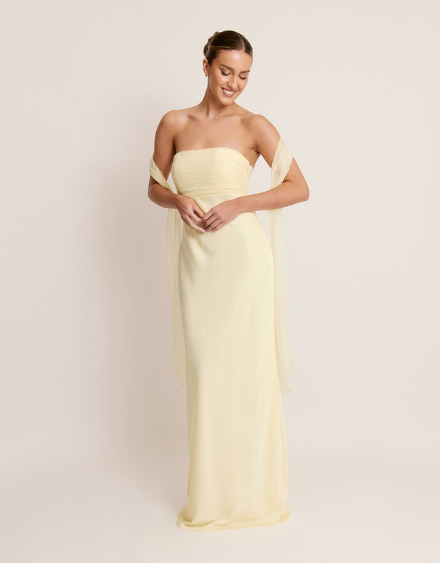 Six Stories - Chiffon Bandeau Satin Maxi Dress