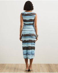 Atmos&Here - Lyra Mesh Gathered Midi Dress