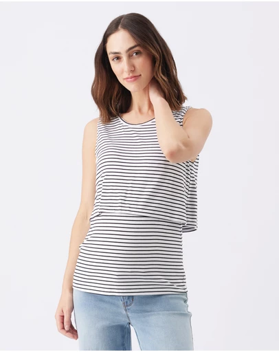 Ripe Maternity - Stripe Layered Nursing Tank