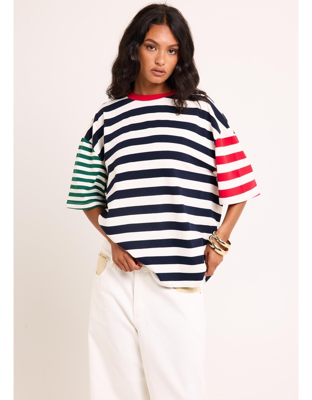 Subtitled - Fitzroy Stripes Oversized Short Sleeve T-Shirt