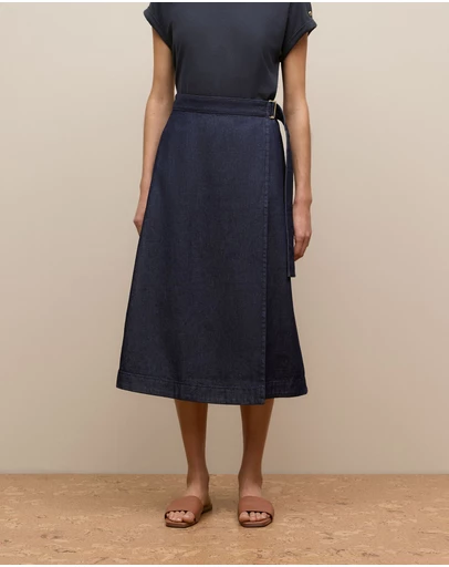 Trenery - Denim Wrap Skirt in Indigo Rinse