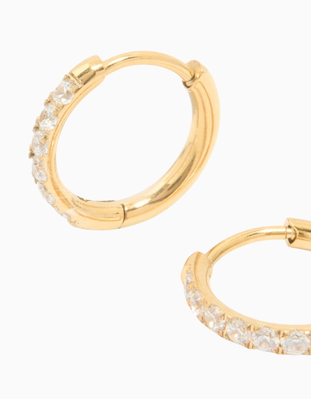 Lovisa - Gold Plated Surgical Steel Cubic Zirconia Chunky Sleeper Earrings