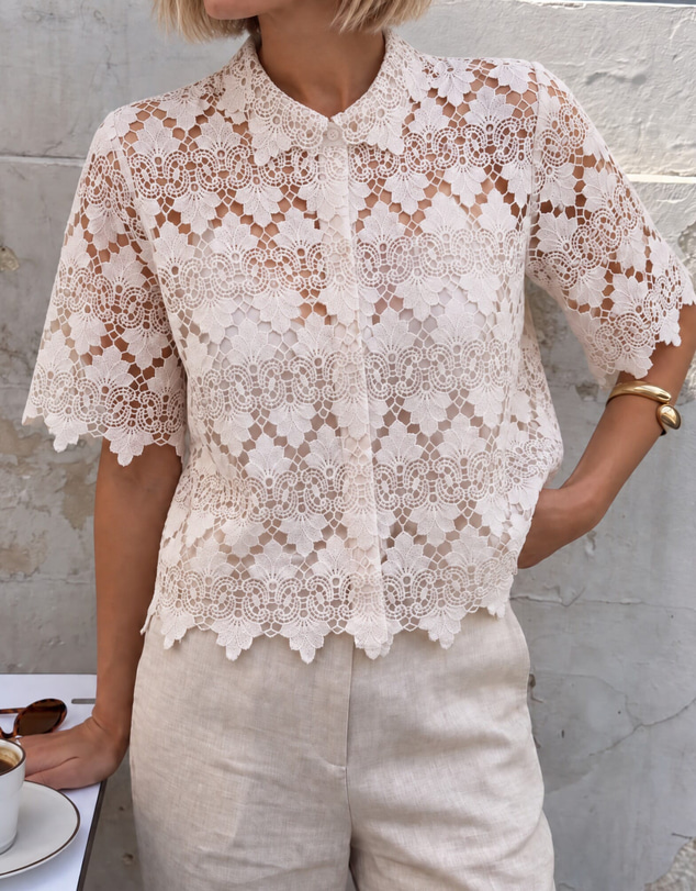 Sportscraft - Ariana Lace Cropped Shirt