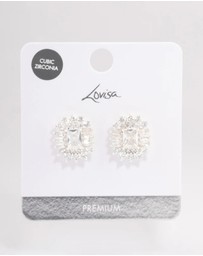 Lovisa - Silver Plated Statement Cubic Zirconia Stud Earrings