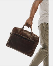 Republic of Florence - Pretoria Matt Choc Leather Laptop Briefcase