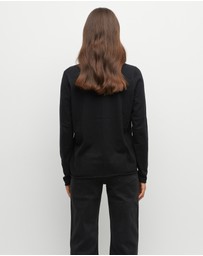 JH Lounge - JHL V-Neck L/S T (Fine Cotton Cashmere) Black