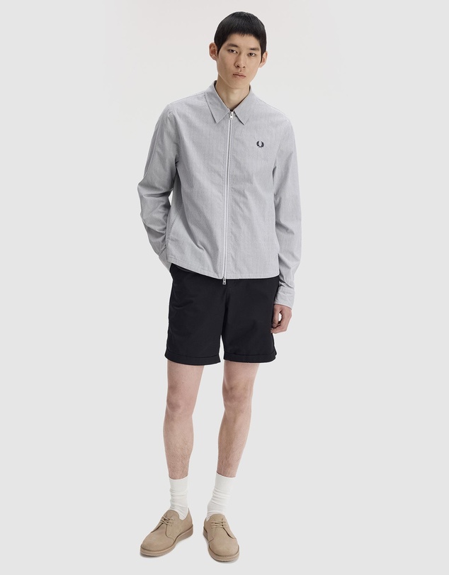 Fred Perry - Striped Seersucker Zip Through Overshirt