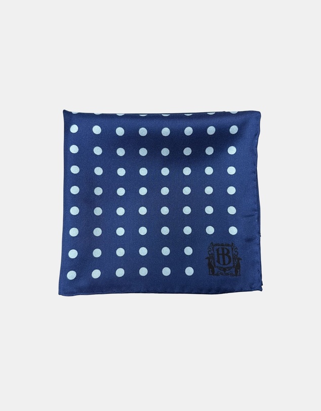 Henry Bucks - HENRY BUCKS Polka Dot Pocket Square NAVY/SKY