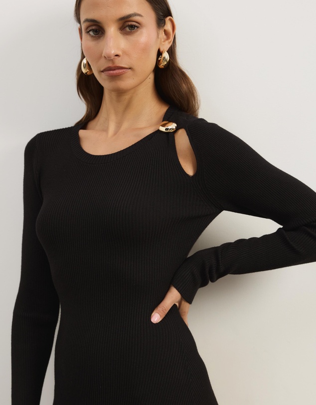 Atmos&Here - Liv Long Sleeve Rib Knit Midi Dress