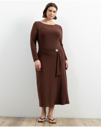 Atmos&Here Curvy - Dani Long Sleeve Mesh Midi Dress