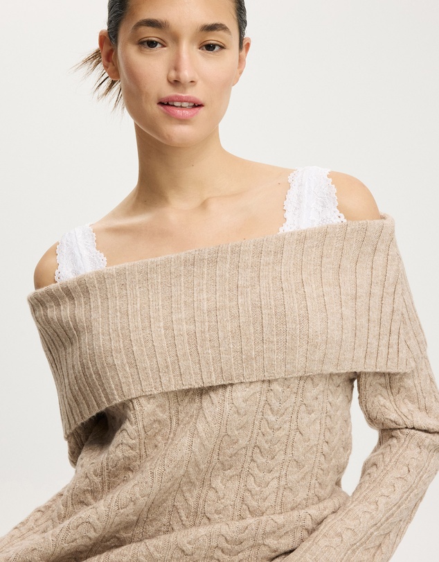 Cotton On - Fluffy Cable Off Shoulder Knit