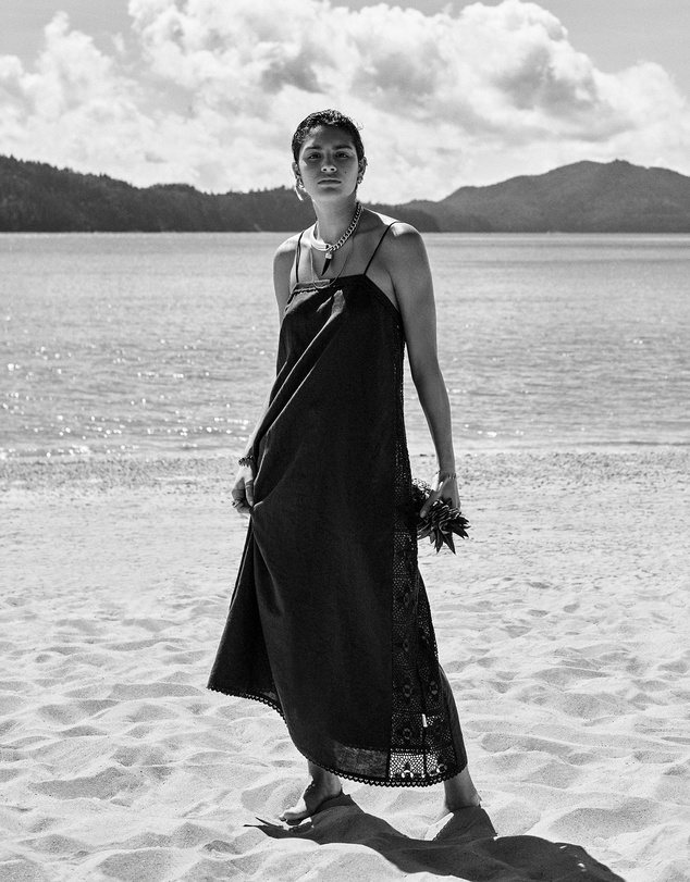Sea Level Australia - Shore Linen Panelled Bandeau Lace Maxi Dress