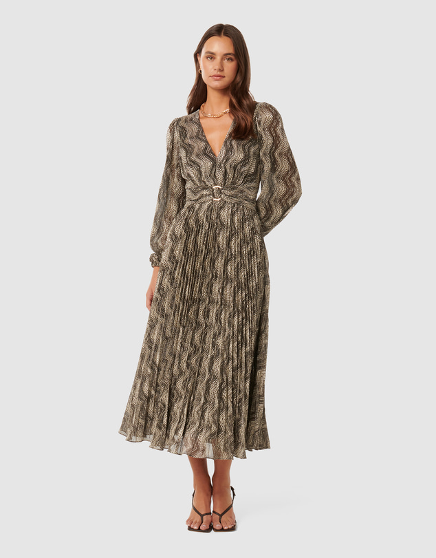 Forever New - Greta Plisse Ring Detail Midi Dress