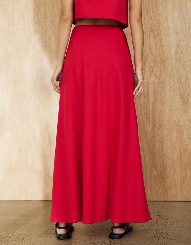 Atmos&Here - Celina Linen Blend Midi Skirt