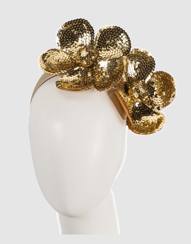 Max Alexander - Shiny Gold Flower Fascinator