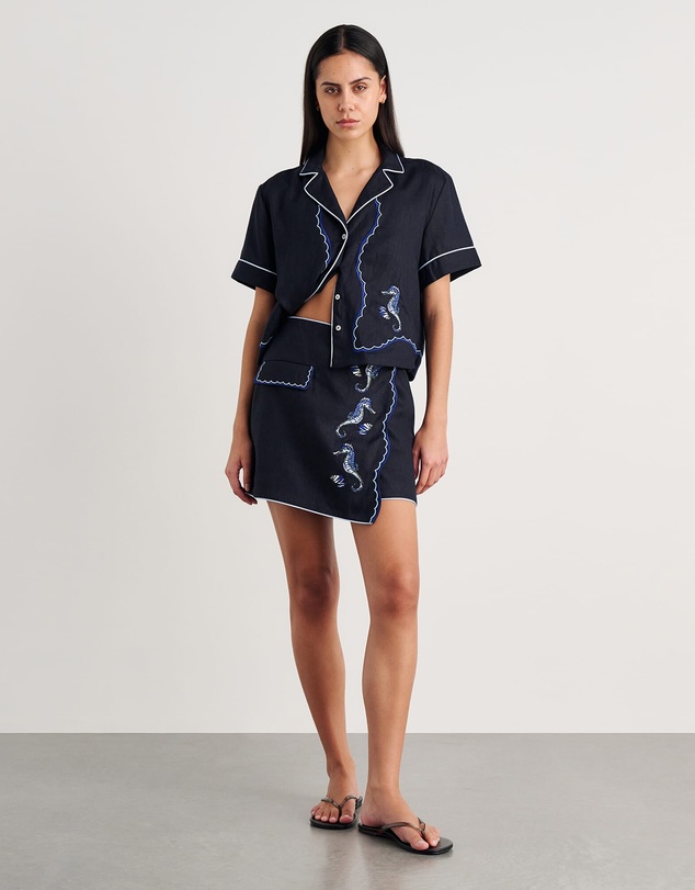 Jag - Seahorse Linen Mini Wrap Skirt