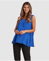 Angel Maternity - Reversible Maternity Button Front Smart Nursing Top in Blue