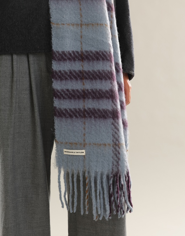 Morgan & Taylor - Hallie Scarf in Blue & Brown Check