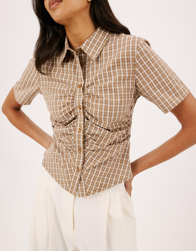 Atmos&Here - Lara Gathered Front Short Sleeve Shirt