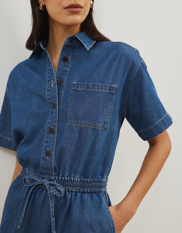 Atmos&Here - Tina Drawstring Denim Mini Dress