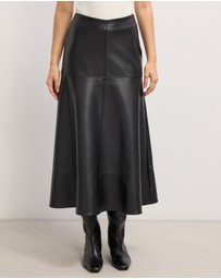 The Fated - Cam Leather Look Midi Skirt