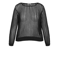 City Chic - Plus size Crochet Slouch Top - black