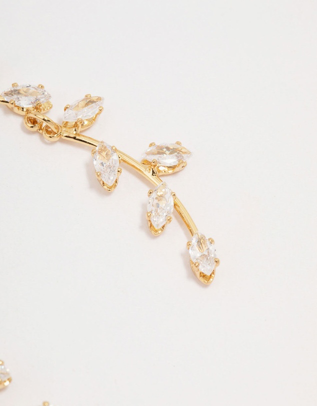 Lovisa - Gold Plated Long Winding Cubic Zirconia Drop Earrings