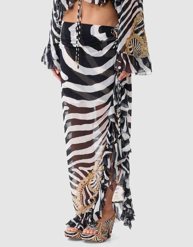Camilla - Relaxed Wrap Tie Skirt With Ruffle