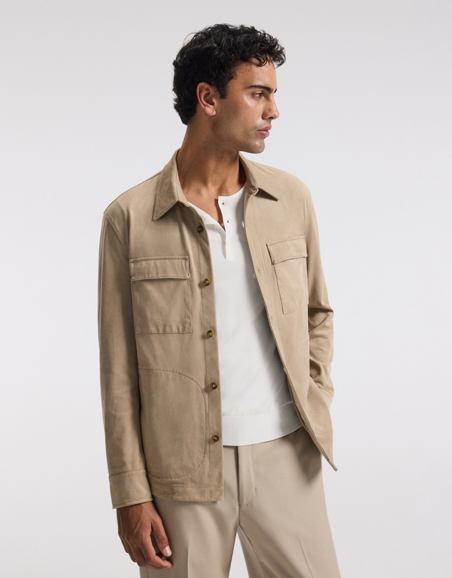 Calibre - Relaxed Suede Look Shirt Jacket Tan