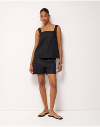 AERE - Straight Neck Tie Back Top