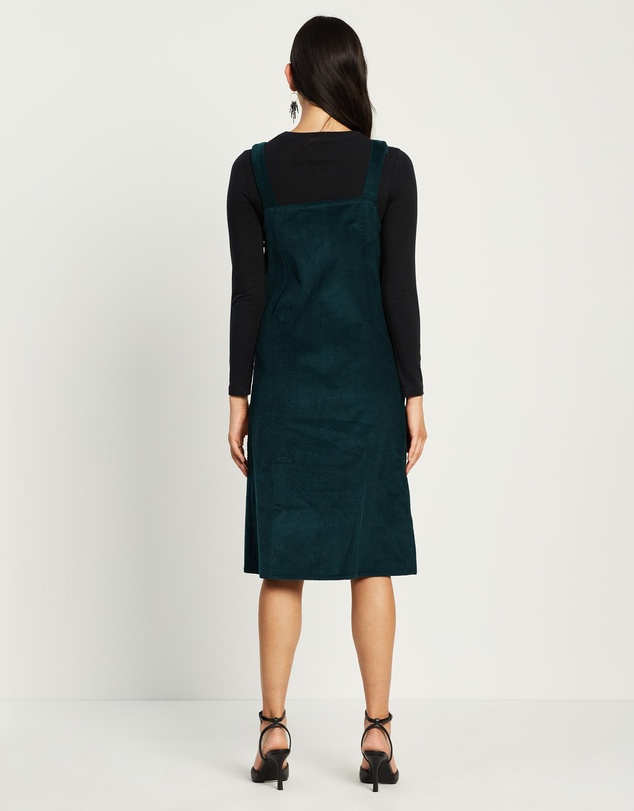 The Social Outfit - Long Pinafore - Green Corduroy