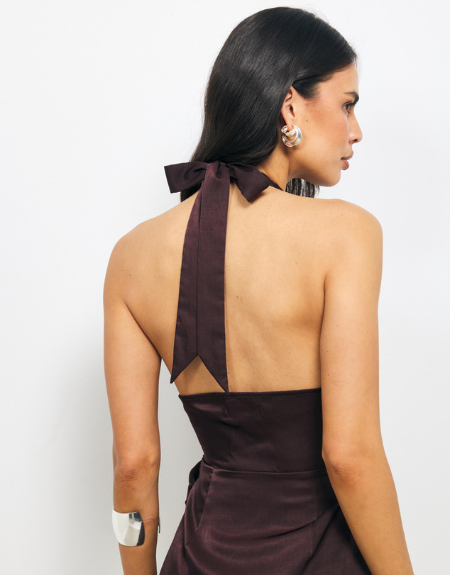 AERE - Beli Halter Wrap Maxi Dress