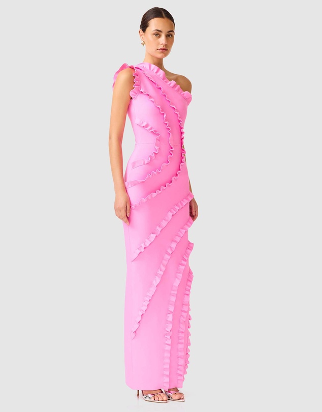 Elliatt - Orelia Asymmetrical Ruffle Gown